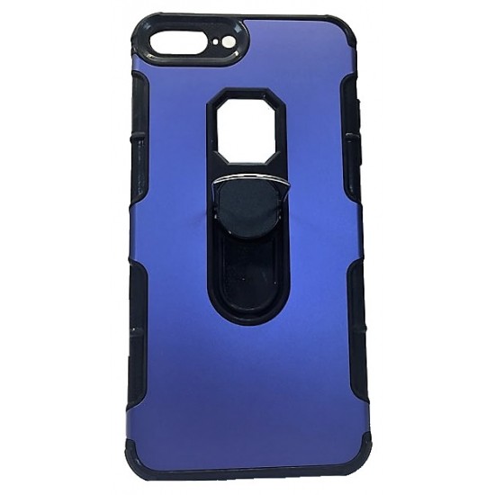 Capa Silicone Dura E Metal Kickstand Apple Iphone 7/8 Plus (5.5) Azul